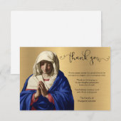 Religieuze Katholieke Maagd Maria Condolence Gold Bedankkaart (Voorkant / Achterkant)
