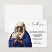 Religieuze katholieke Maagd Mary condoleanceert Be Bedankkaart (Voorkant / Achterkant)