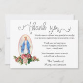 Religieuze katholieke Maagd Mary condoleances Bedankkaart (Voorkant)