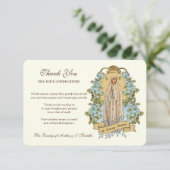 Religieuze katholieke Maagd Mary Floral condoleanc Bedankkaart (Staand voorkant)