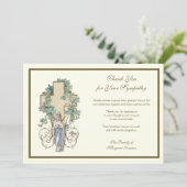 Religieuze katholieke Maagd Mary Floral condoleanc Bedankkaart (Staand voorkant)