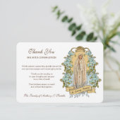 Religieuze katholieke maagd Mary Floral condolence Bedankkaart (Staand voorkant)