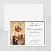 Religieuze katholieke maagd Mary Jesus condoleent Bedankkaart (Voorkant / Achterkant)