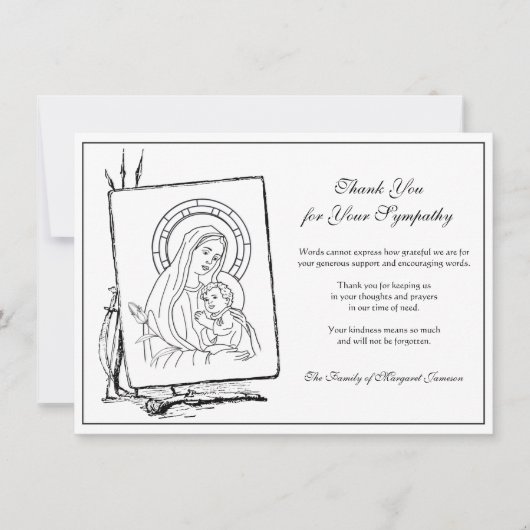 Religieuze katholieke maagd Mary Jesus condoleent Bedankkaart (Voorkant)