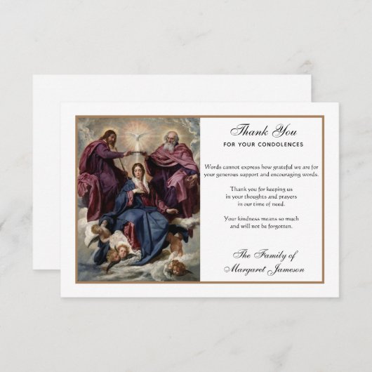 Religieuze katholieke maagd Mary Jesus condoleent  Bedankkaart (Voorkant / Achterkant)
