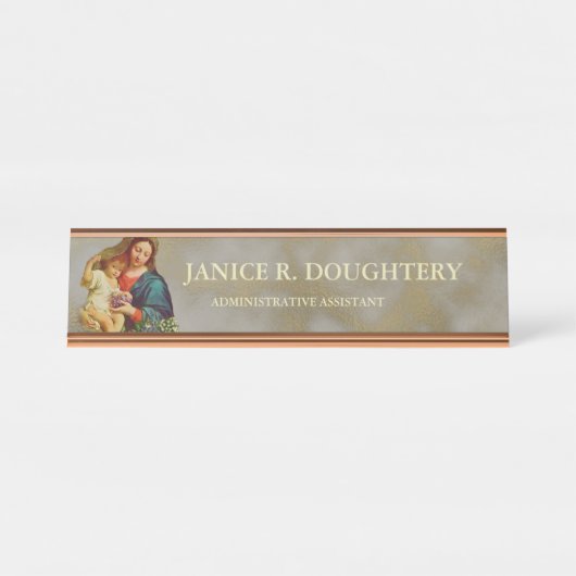 Religieuze katholieke maagd Moeder Mary Jesus Bureau Naambordje (Voorkant)