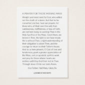 Religieuze katholieke Mass Prayer Priest Virgin Ma Visitekaartje (Achterkant)