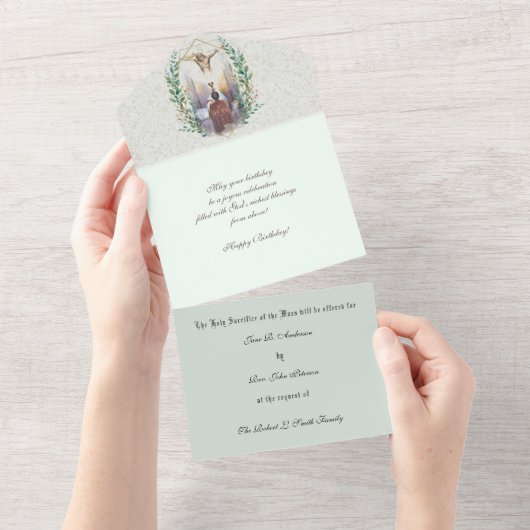 Religieuze katholieke massa biedt Maagd Mary All All In One Uitnodiging (Afscheurbaar)