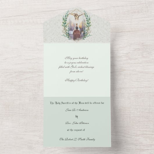 Religieuze katholieke massa biedt Maagd Mary All All In One Uitnodiging (Binnen)