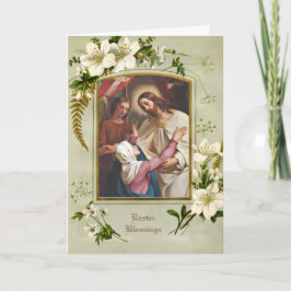Religieuze katholieke paaspaasster Jezus Heropstan Feestdagen Kaart