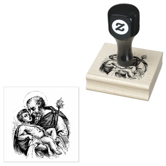 Religieuze katholieke Sint-Jozef en Child Jesus Ru Rubberstempel (Gestempeld)