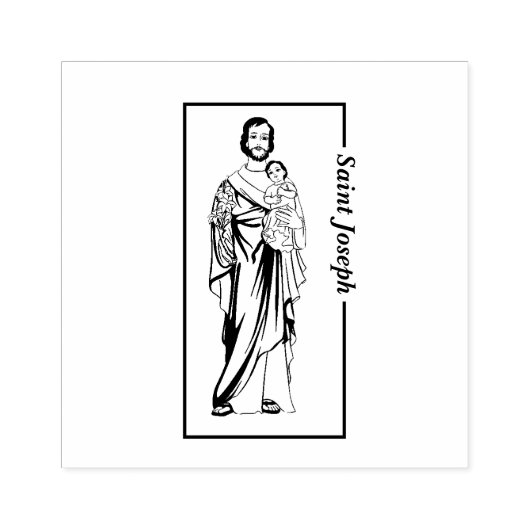 Religieuze katholieke Sint Jozef en Kind Jezus Rubberstempel (Afrduk)