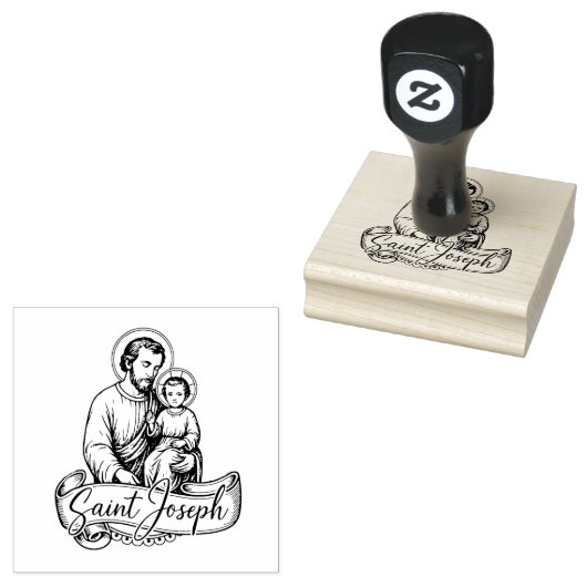 Religieuze katholieke Sint Jozef en Kind Jezus Rubberstempel (Gestempeld)