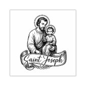 Religieuze katholieke Sint Jozef en Kind Jezus Rubberstempel (Afrduk)