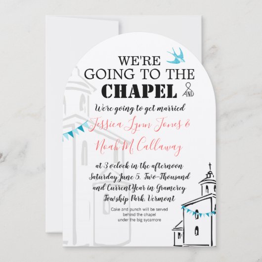 Religieuze kerk We gaan naar het Chapel Wedding Kaart (Voorkant)