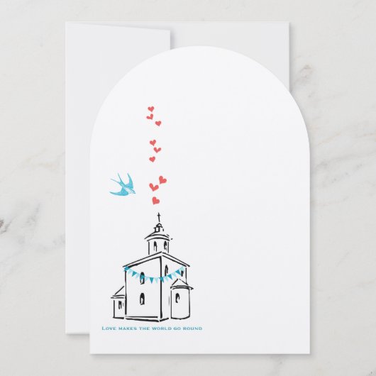 Religieuze kerk We gaan naar het Chapel Wedding Kaart (Achterkant)