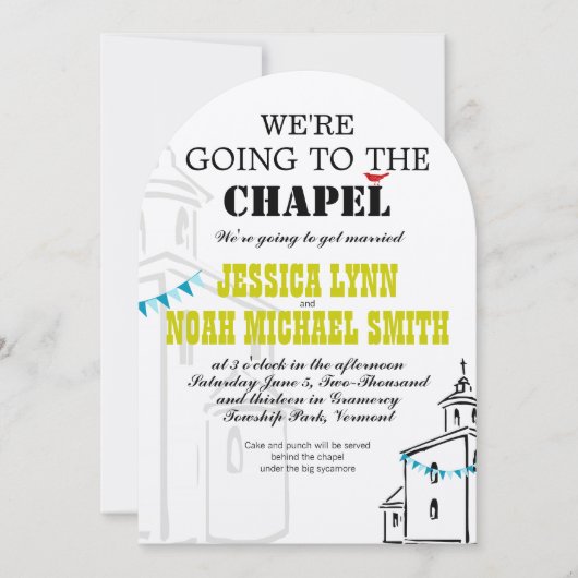 Religieuze kerk We gaan naar het Chapel Wedding Kaart (Voorkant)