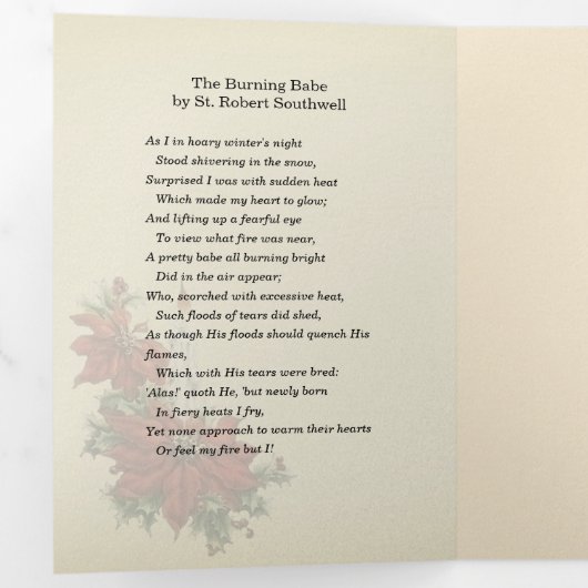 Religieuze kerst Jezus Maagd Mary Poem Tri-Fol Drieluik Wenskaart (Binnenzijde eerst)