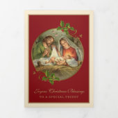 Religieuze kerst Jezus Maagd Mary St Joseph Drieluik Wenskaart (Cover)