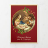 Religieuze kerst Jezus Maagd Mary St Joseph Drieluik Wenskaart (Cover)