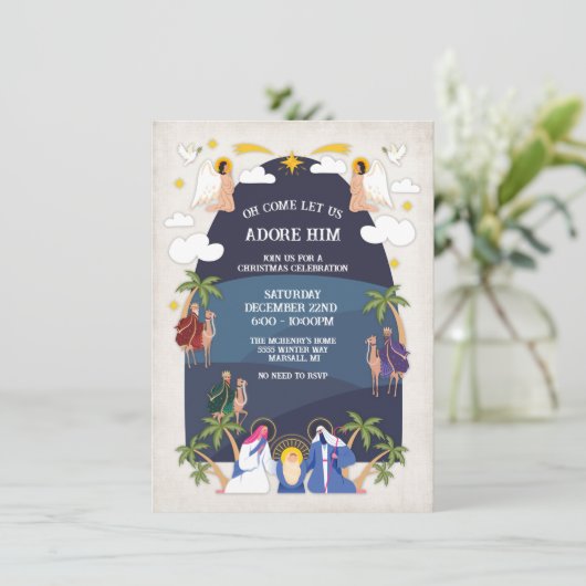 Religieuze kerst kerstfeestdag kaart (Staand voorkant)