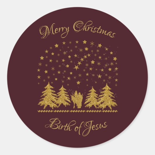 Religieuze Kerst Maagd Maria, St. Jozef, Jezus Ronde Sticker (Voorkant)