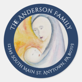 Religieuze kerst Madonna en het etiket van de teru