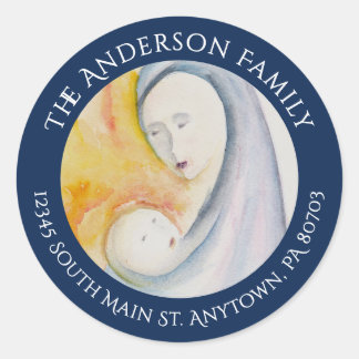 Religieuze kerst Madonna en het etiket van de teru