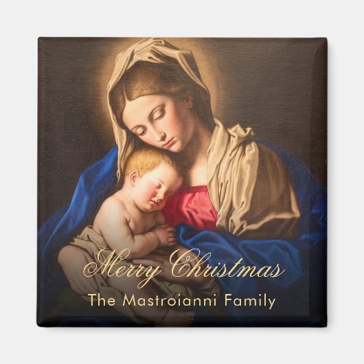  Religieuze Kerst Madonna & Kind Magneet (Voorkant)
