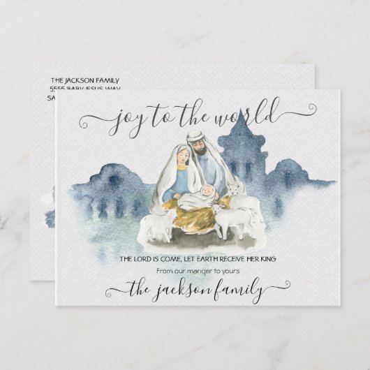 Religieuze kerst met baby Jezus, Mary & Joseph Briefkaart (Voorkant / Achterkant)