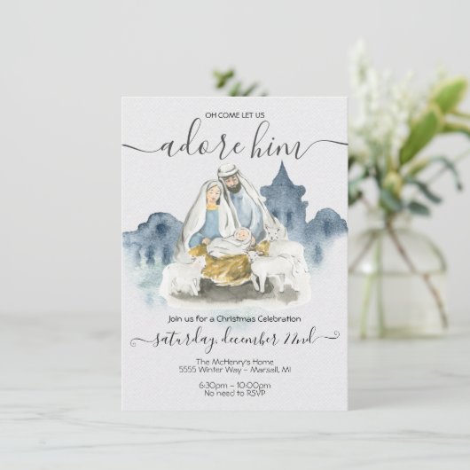 Religieuze kerst met baby Jezus, Mary & Joseph Kaart (Staand voorkant)