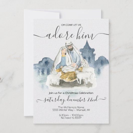 Religieuze kerst met baby Jezus, Mary & Joseph Kaart (Voorkant)