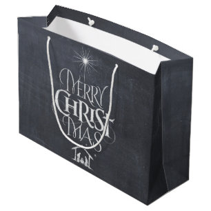 Religieuze kerst met kerst Chalkboard Chalk Black Groot Cadeauzakje