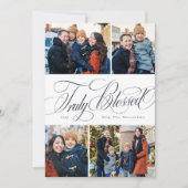 Religieuze Kerst vier foto elegante marine Feestdagenkaart (Voorkant)