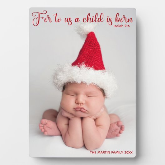 Religieuze kerstbijbel Verse Elegant Baby Foto Fotoplaat (voorkant)