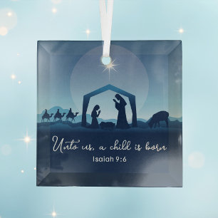 Religieuze Kerstbijbel Verse Geboorteplaats Glas Ornament