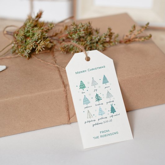Religieuze kerstbomen Boho Minimale Schrift Cadeaulabel
