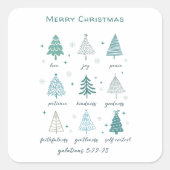Religieuze kerstbomen Boho Minimale Schrift Vierkante Sticker (Voorkant)