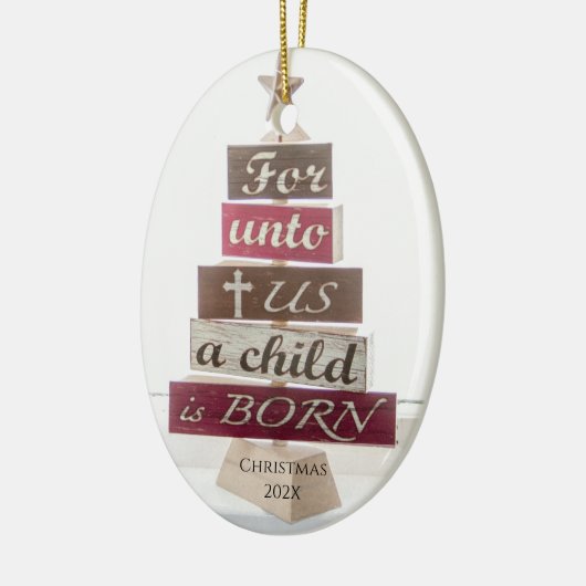 Religieuze kerstboom keramisch ornament (Links)