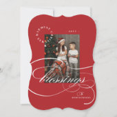 Religieuze kerstcadeautjes Calligrafie Foto Feestdagenkaart (Voorkant)