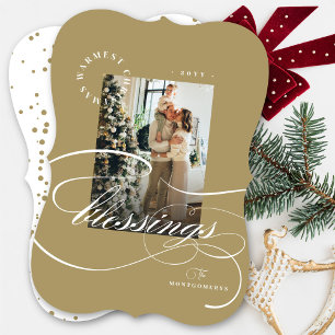 Religieuze kerstcadeautjes Calligrafie Foto Feestdagenkaart