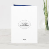 Religieuze kerstcitaat op blauw feestdagen kaart (Achterkant)