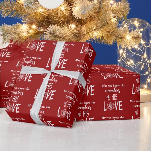 Religieuze kerstcitaat op rood cadeaupapier (Feestdagen)