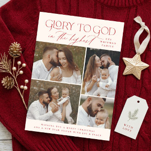 Religieuze Kerstcollagefoto 'Roem aan God' Feestdagenkaart