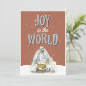 Religieuze kerstfamilie foto kaart (Staand voorkant)