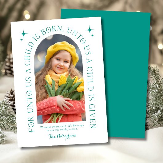 Religieuze kerstfamilie foto minimalistisch feestdagenkaart