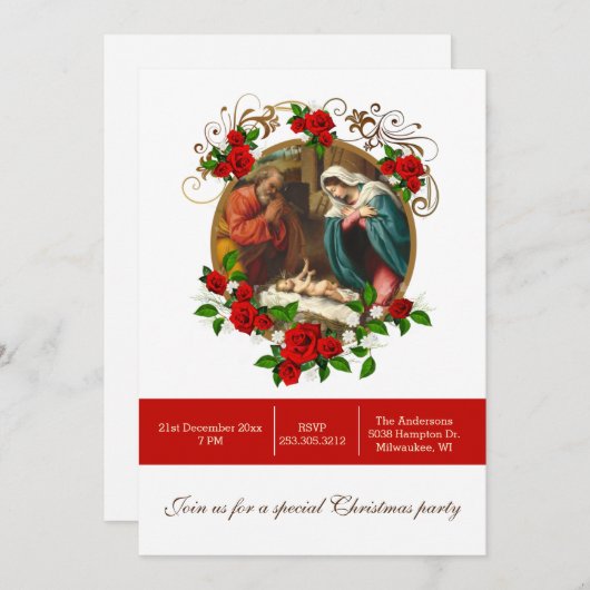 Religieuze Kerstfeest Jezus Partij Kaart (Voorkant / Achterkant)