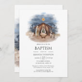 Religieuze kerstfeestdagen Baptisme uitnodiging (Voorkant / Achterkant)