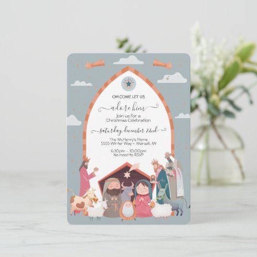 Religieuze kerstfeestdagen kaart (Staand voorkant)