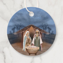 Religieuze kerstfeestscène bedankjes labels